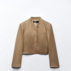 Zara Camel Cropped Blazer